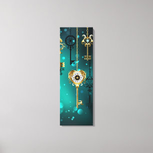 Antique Skeleton Keys on Green Background Canvas Print