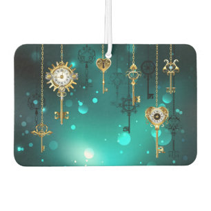 Antique Skeleton Keys on Green Background Car Air Freshener