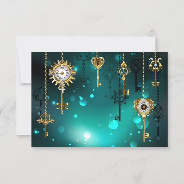 Antique Skeleton Keys on Green Background Card (Front)