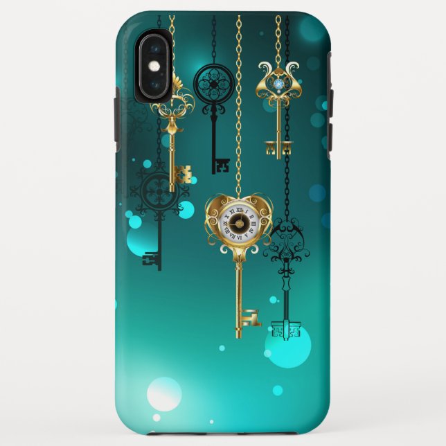 Antique Skeleton Keys on Green Background Case-Mate iPhone Case (Back)