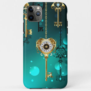Antique Skeleton Keys on Green Background iPhone 11 Pro Max Case
