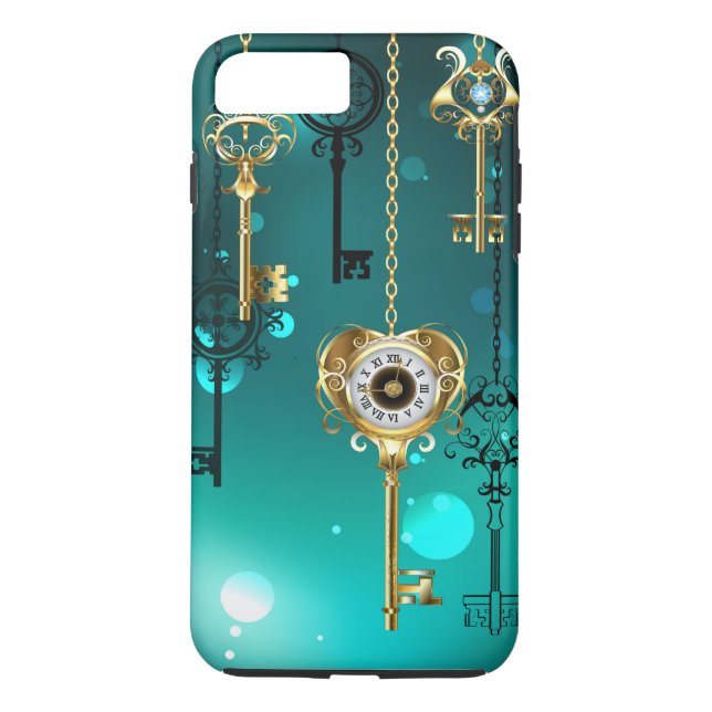 Antique Skeleton Keys on Green Background Case-Mate iPhone Case (Back)