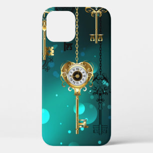 Antique Skeleton Keys on Green Background iPhone 12 Case