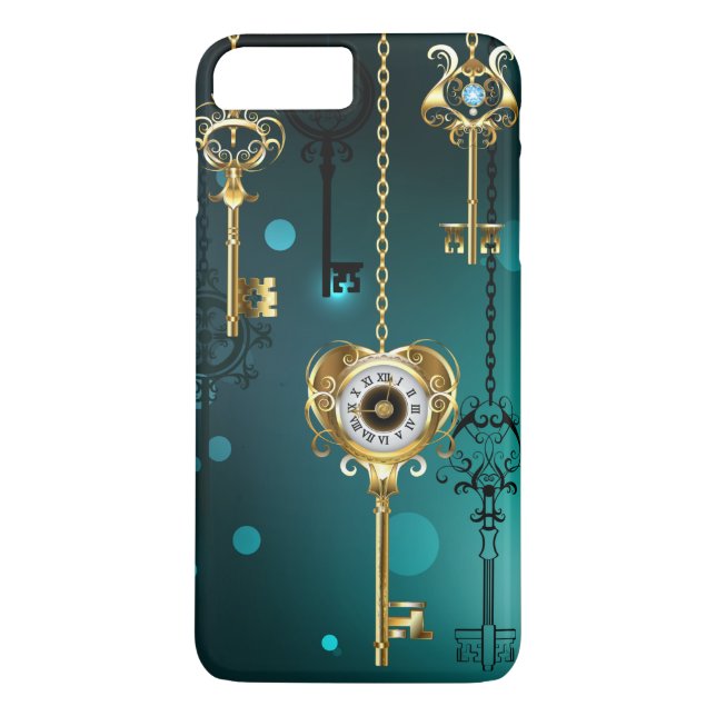 Antique Skeleton Keys on Green Background Case-Mate iPhone Case (Back)