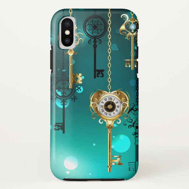 Antique Skeleton Keys on Green Background Case-Mate iPhone Case (Back)