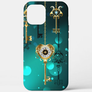 Antique Skeleton Keys on Green Background iPhone 12 Pro Max Case