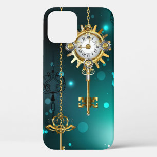 Antique Skeleton Keys on Green Background iPhone 12 Pro Case