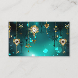 Antique Skeleton Keys on Green Background Enclosure Card