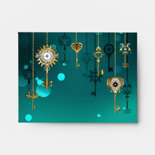 Antique Skeleton Keys on Green Background Envelope