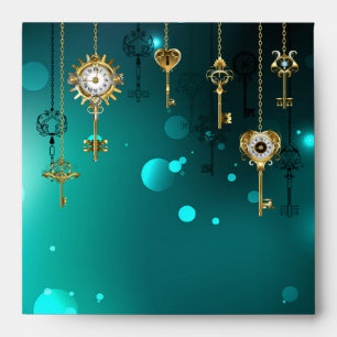 Antique Skeleton Keys on Green Background Envelope