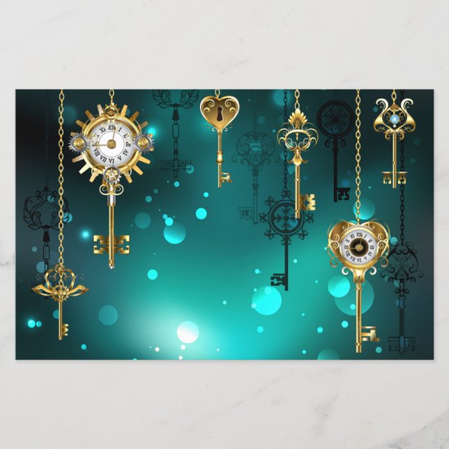 Antique Skeleton Keys on Green Background Flyer (Front)
