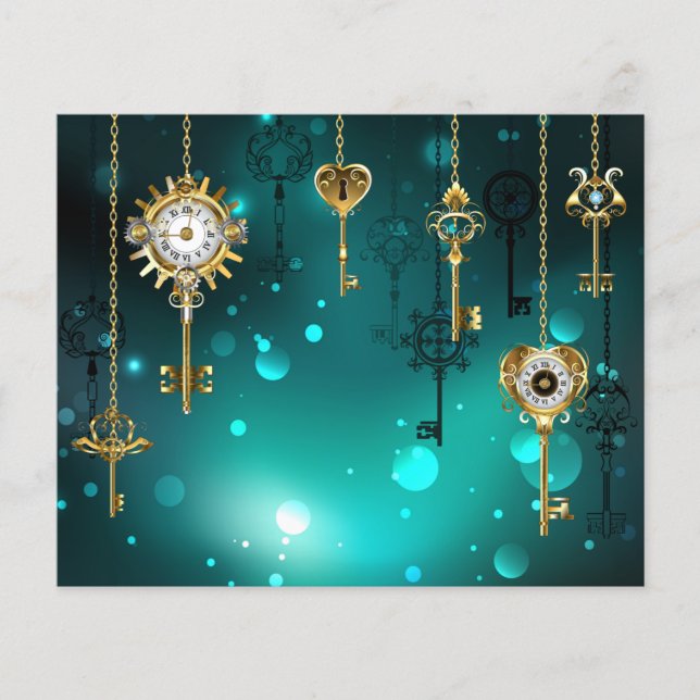 Antique Skeleton Keys on Green Background Flyer (Front)