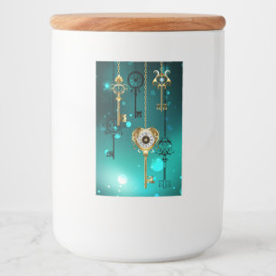 Antique Skeleton Keys on Green Background Food Label