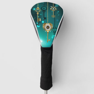 Antique Skeleton Keys on Green Background Golf Head Cover