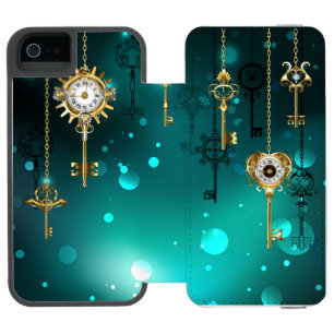Antique Skeleton Keys on Green Background Incipio Watson™ iPhone 5 Wallet Case