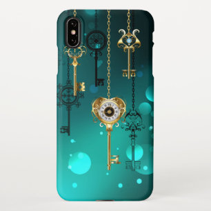 Antique Skeleton Keys on Green Background iPhone XS Max Case