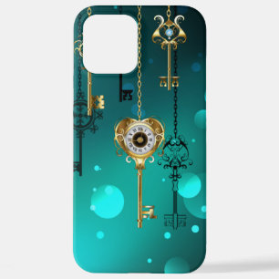 Antique Skeleton Keys on Green Background iPhone 12 Pro Max Case