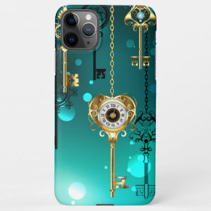 Antique Skeleton Keys on Green Background iPhone 11Pro Max Case