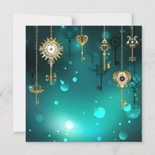 Antique Skeleton Keys on Green Background Magnetic Invitation