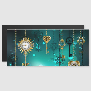 Antique Skeleton Keys on Green Background Magnetic Invitation