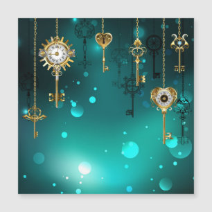 Antique Skeleton Keys on Green Background Magnetic Invitation