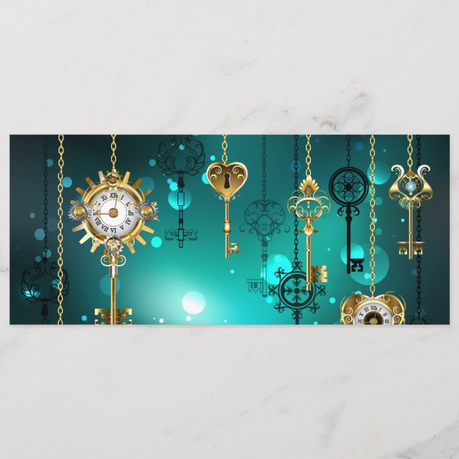 Antique Skeleton Keys on Green Background Menu (Front)
