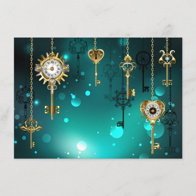 Antique Skeleton Keys on Green Background Menu (Front)