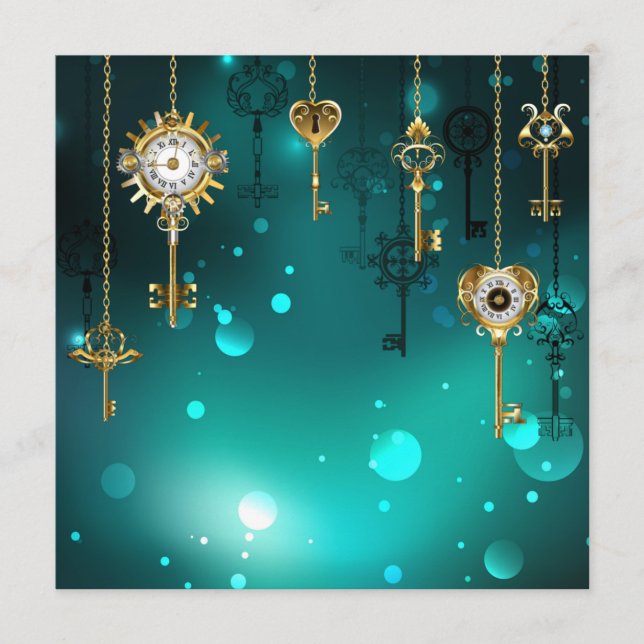 Antique Skeleton Keys on Green Background Menu (Front)