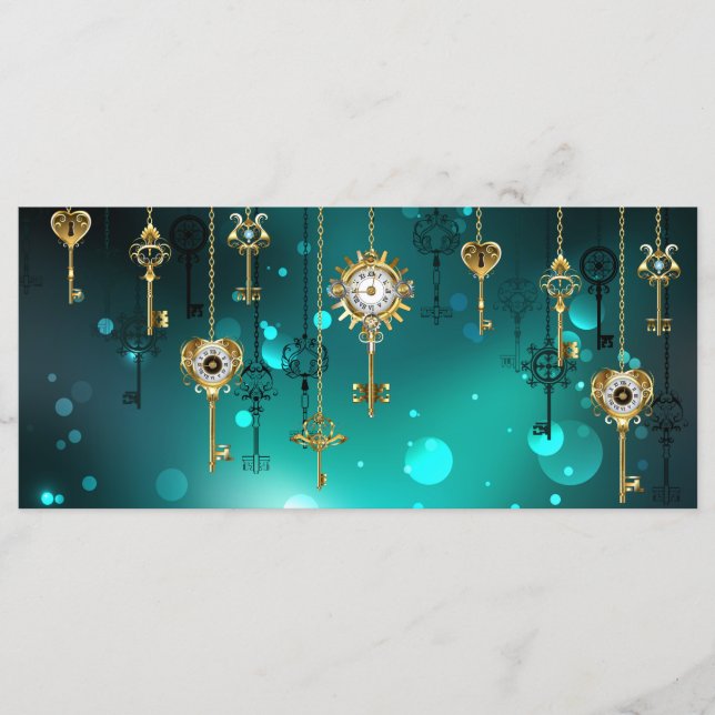 Antique Skeleton Keys on Green Background Menu (Front)