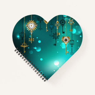 Antique Skeleton Keys on Green Background Notebook