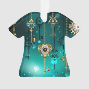 Antique Skeleton Keys on Green Background Ornament