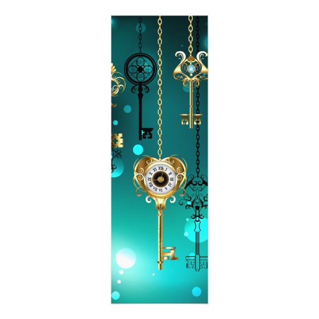 Antique Skeleton Keys on Green Background Photo Print (Front)