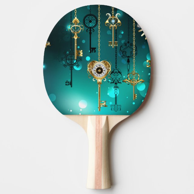 Antique Skeleton Keys on Green Background Ping Pong Paddle (Front)