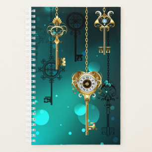 Antique Skeleton Keys on Green Background Planner