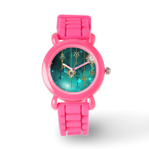 Antique Skeleton Keys on Green Background Watch