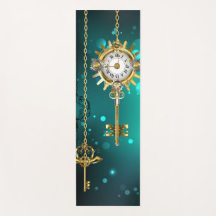 Antique Skeleton Keys on Green Background Yoga Mat
