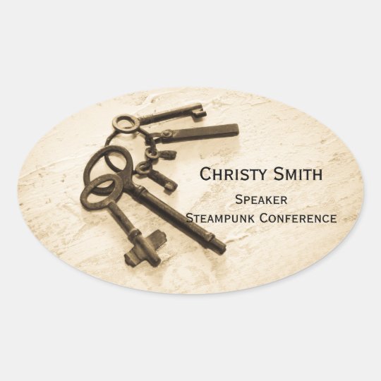 Antique Skeleton Keys on Ring Name Tags Stickers