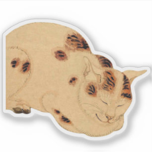 Antique Sleeping Cat Japanese Woodblock Ukiyo-e