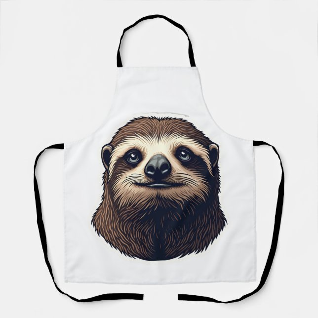 Antique Sloth Illustration Vintage Tee (2) Apron (Front)