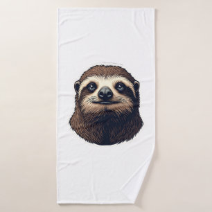 Antique Sloth Illustration Vintage Tee (2) Bath Towel