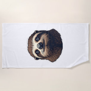 Antique Sloth Illustration Vintage Tee (2) Beach Towel