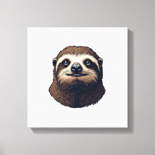 Antique Sloth Illustration Vintage Tee (2) Canvas Print