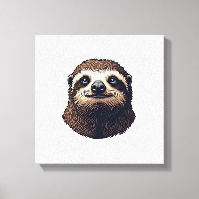 Antique Sloth Illustration Vintage Tee (2) Canvas Print (Front)
