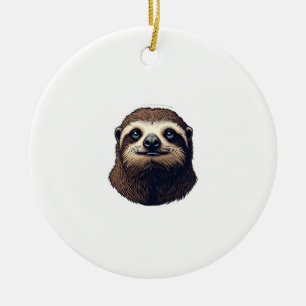 Antique Sloth Illustration Vintage Tee (2) Ceramic Tree Decoration
