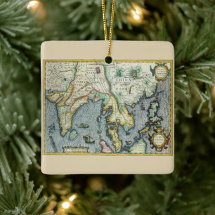 Antique Southeast Asian Map by Mercator / Hondius Ceramic Ornament