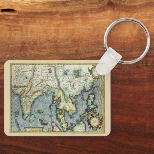 Antique Southeast Asian Map by Mercator / Hondius Key Ring