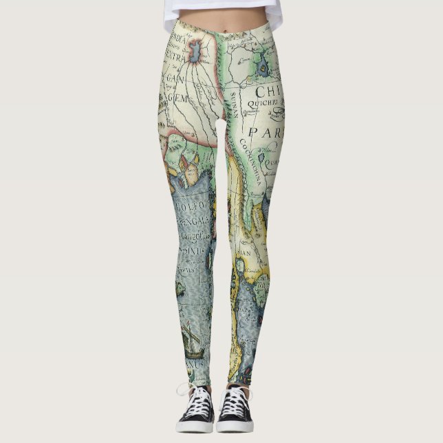 Antique Southeast Asian Map by Mercator / Hondius Leggings (Front)