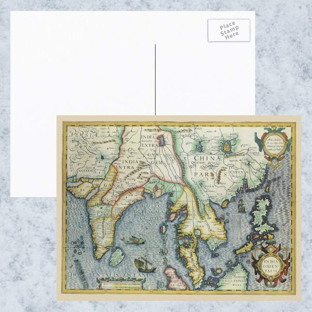 Antique Southeast Asian Map by Mercator / Hondius Postcard (Creator Uploaded)