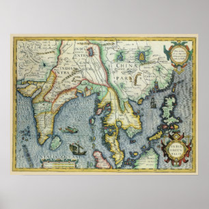 Antique Southeast Asian Map by Mercator / Hondius Poster