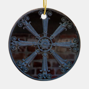 Antique Southern Wrought Iron Window Guard   Ceramic Tree Decoration